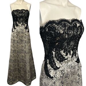 Carmen Marc Valvo Signature Tapestry Beaded Strapless Evening Dress sz 8  New